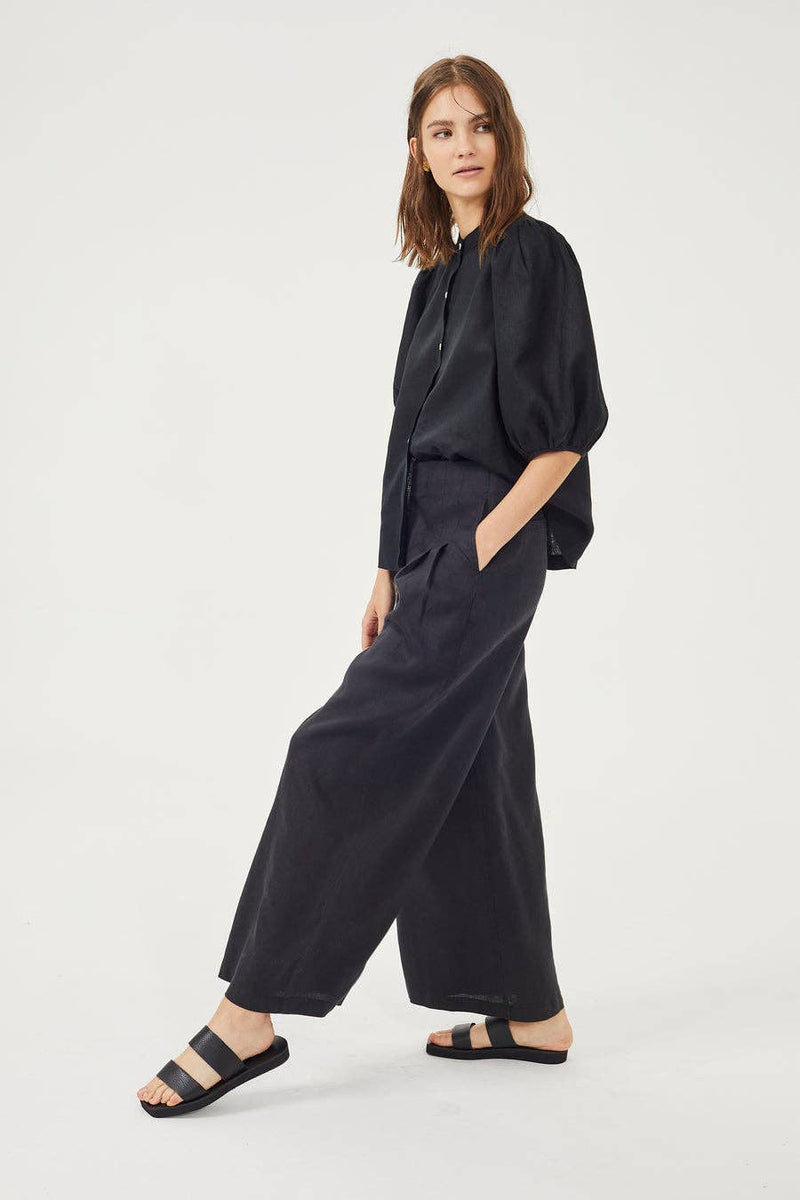 Culotte Linen Pant in Black, from Lanhtropy