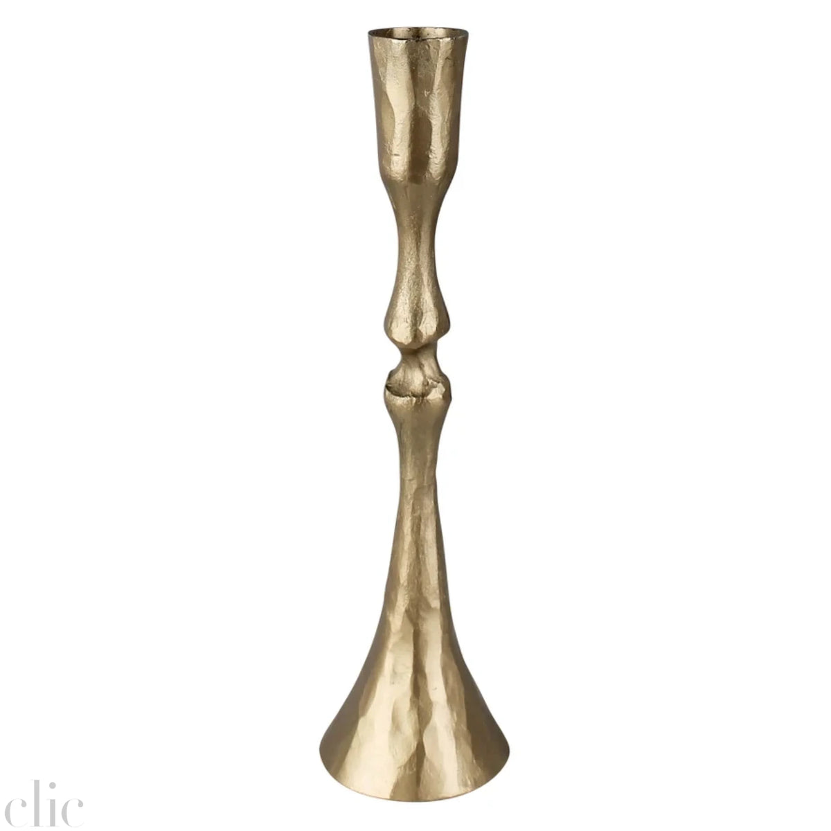 Small Nikki Taper Candle Holder in Brass