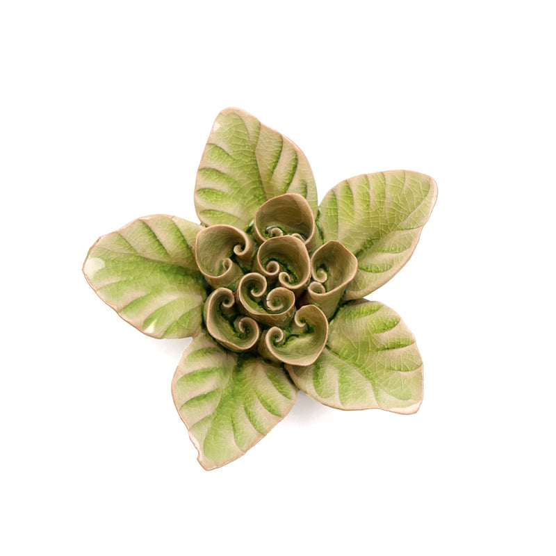 English Garden Ceramic Flower Wall Art Green Lotus