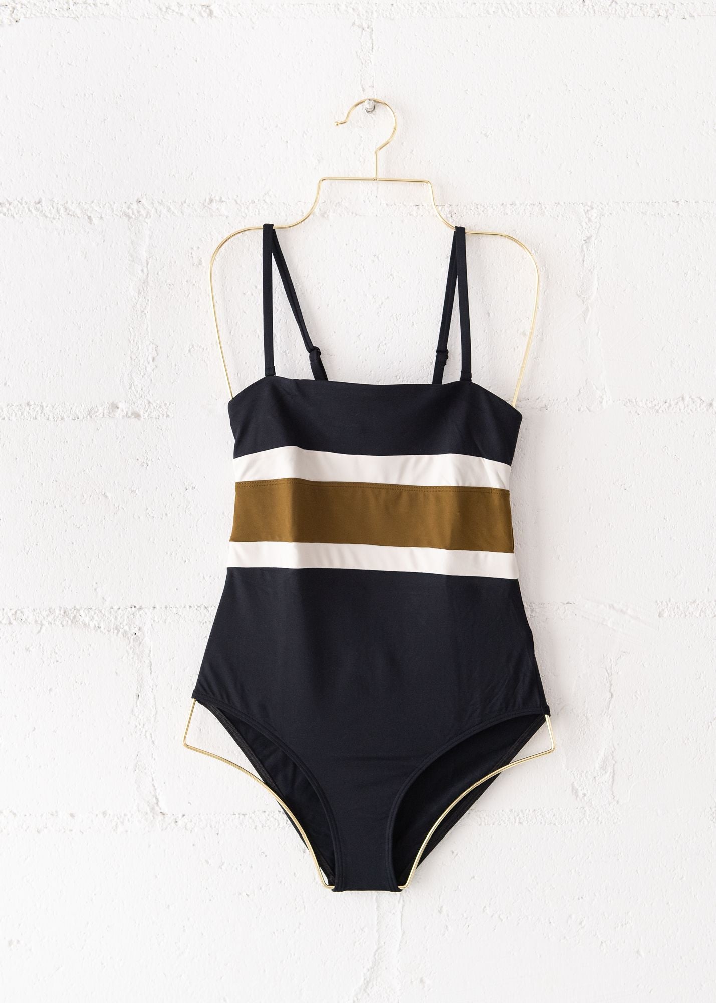 Bandeau One Piece Bathing Suit in Noir Vermeil, from DNUD