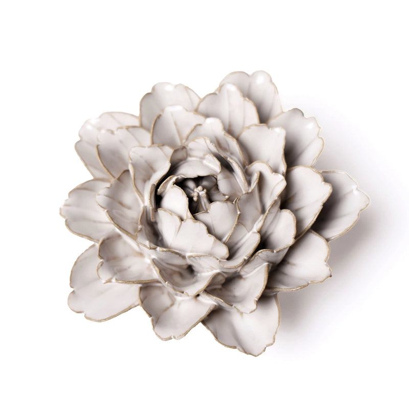 Coastal Ceramic Flower Wall Art Zinnia in Ivory, from Chive