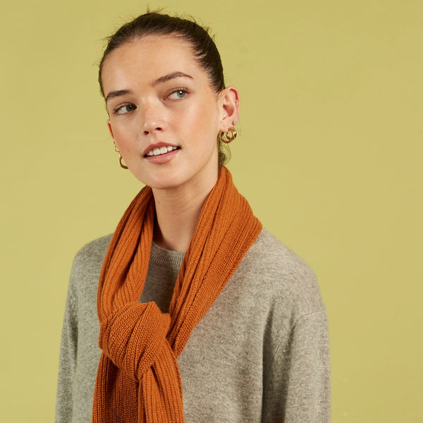 Cashmere Blend Unisex Scarf in Rust Orange, from Catherine Tough