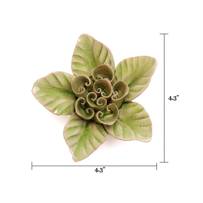 English Garden Ceramic Flower Wall Art Green Lotus