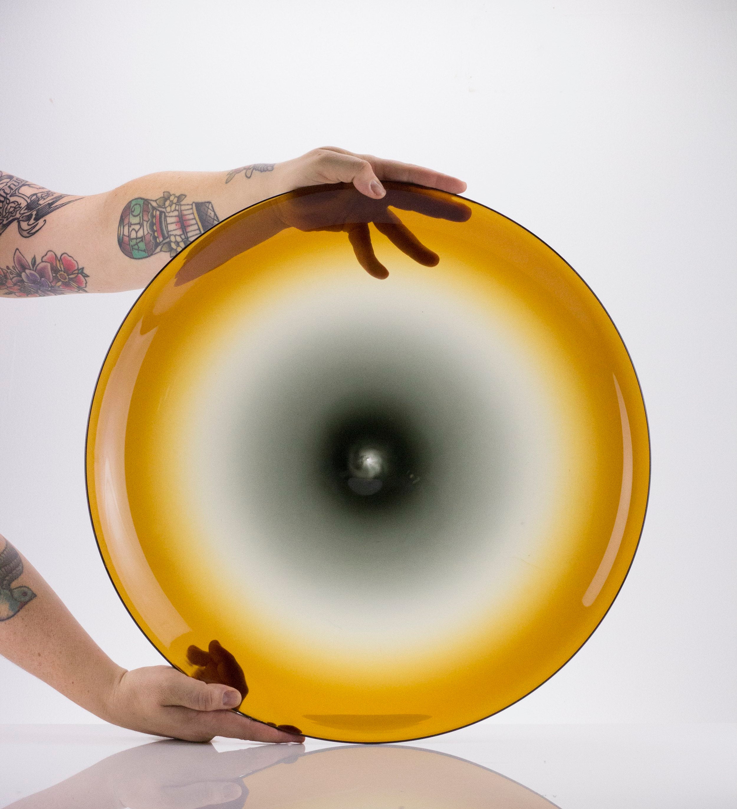Double Ombre Footed Platter in Amber & Smoke, from Nate Cotterman
