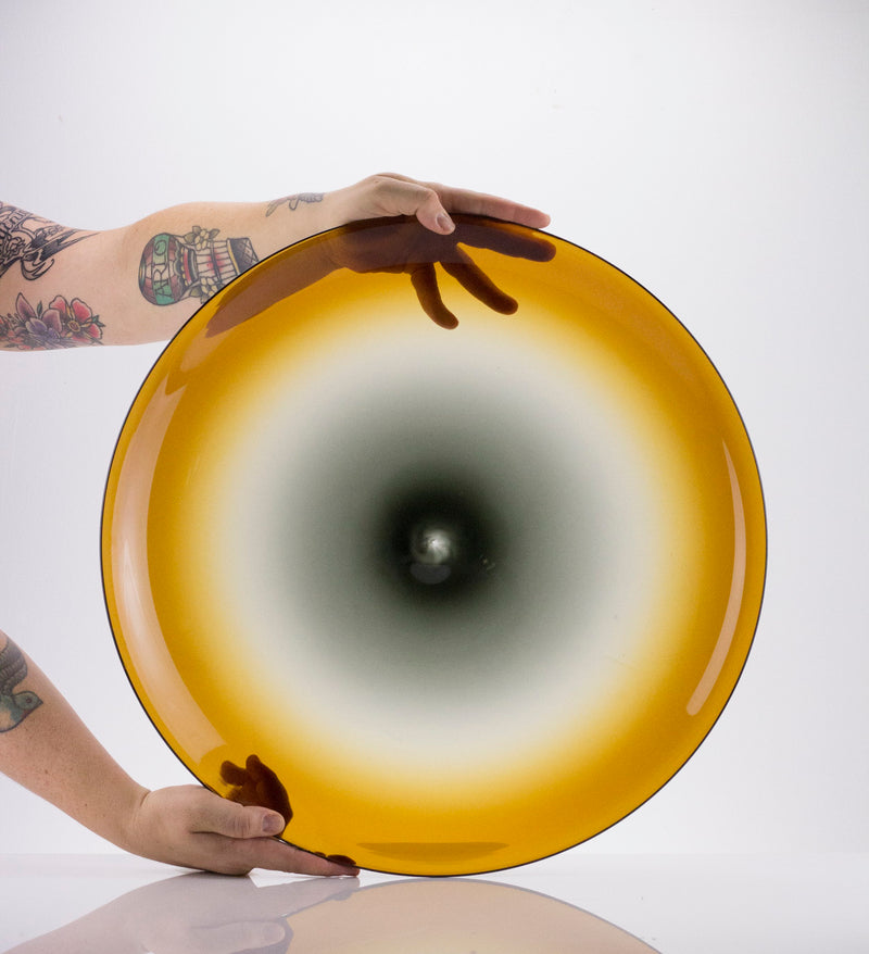 Double Ombre Footed Platter in Amber & Smoke, from Nate Cotterman