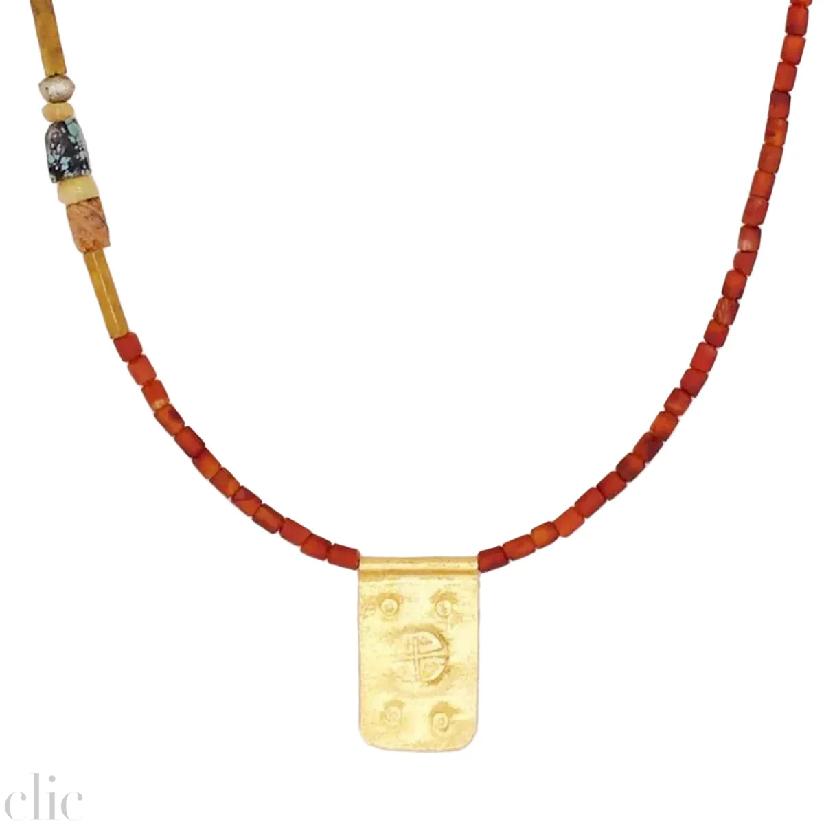 Antique Red Agate with Rectangle Talisman Necklace, from Riversong