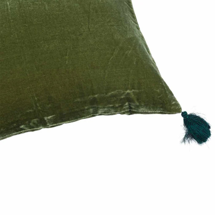 Goa Pompons Cushion in Artichoke, from Le Monde Sauvage by Beatrice Laval