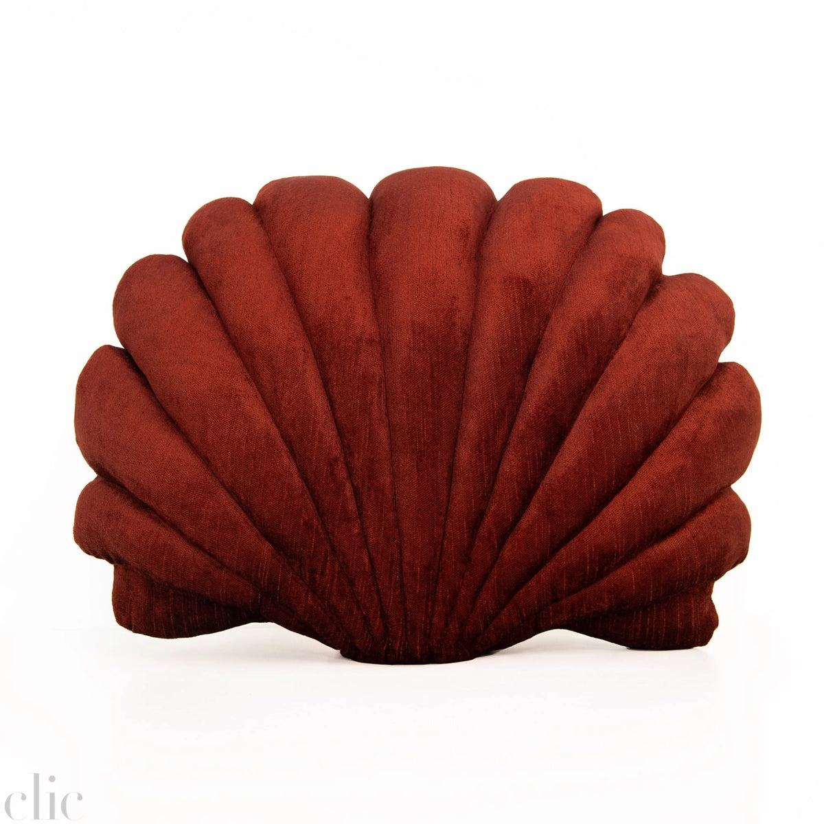 Large Velvet Shell Pillow in Brick
