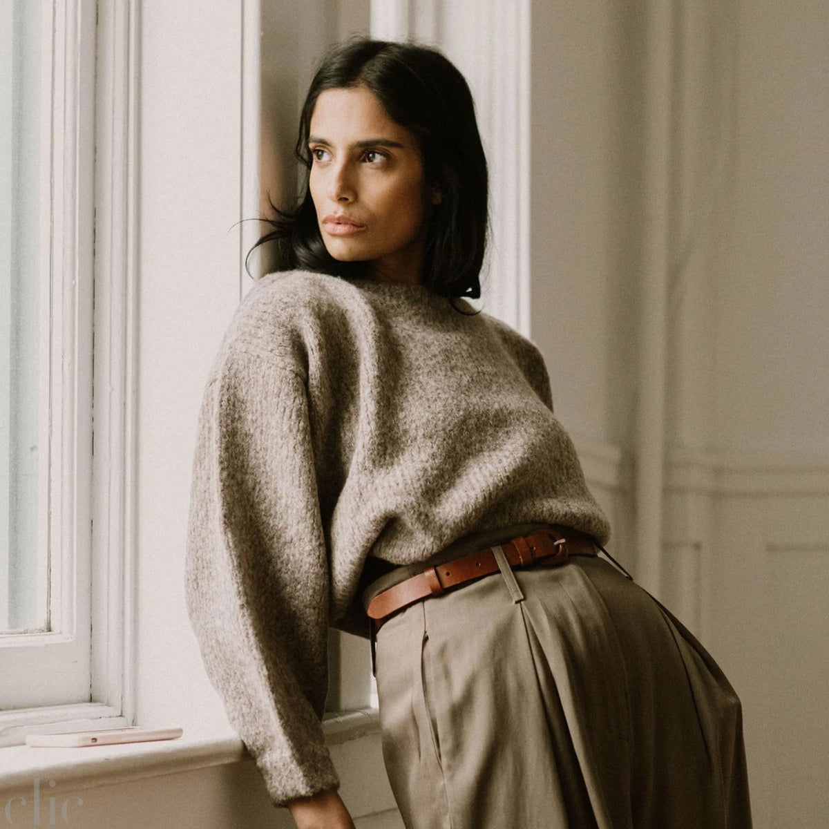 Balloon Sleeve Sweater in Deer, from Atelier Delphine