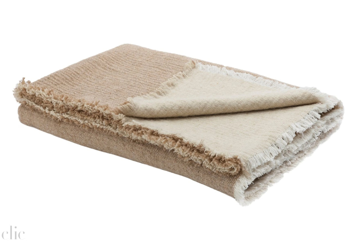 Virgin Wool and Cotton Throw in Orgeat and Fior di Latte, from Maison de Vacances