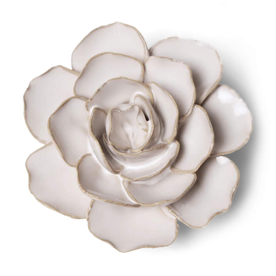 Coastal Ceramic Flower Wall Art in Ivory Ranunculus, from chive