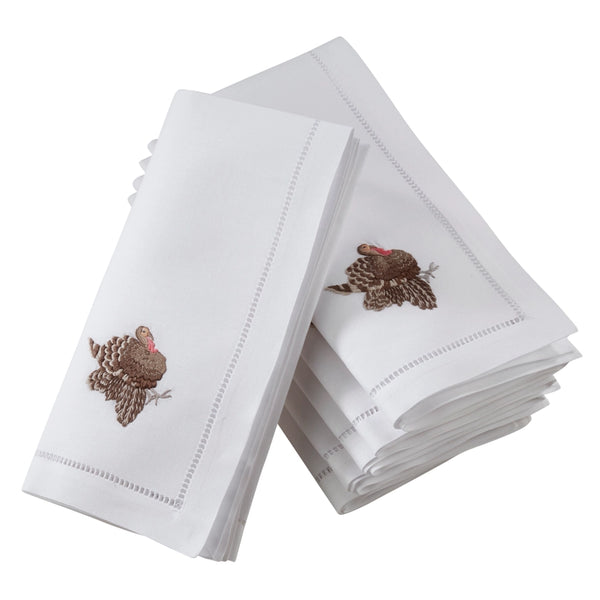 Embr'd Turkey Hemstitch Napkin, from Saro Lifestyle