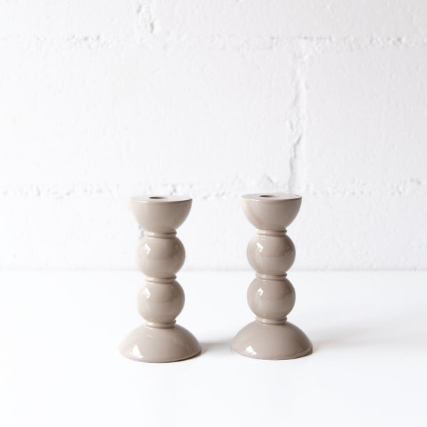 Bobbin Candle Stick Holder in Cappucino, from Addison Ross