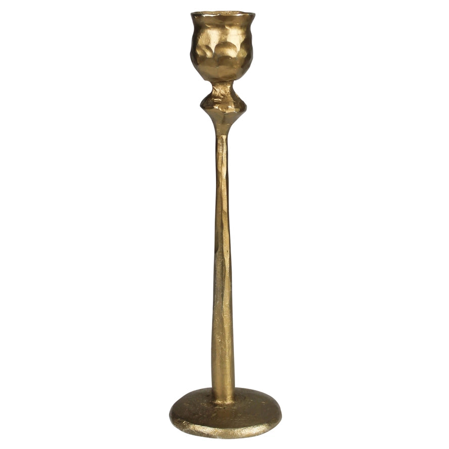 Large Sonrisa Taper Candle Holder in Brass, from HomArt