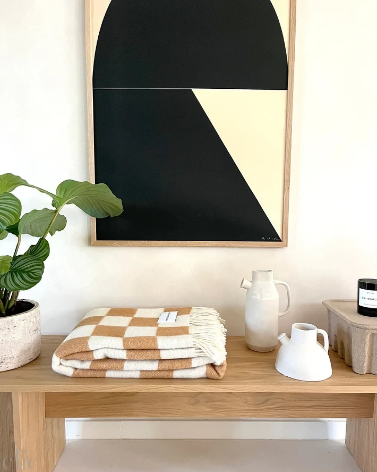 Checkerboard Blanket in Terra Borwn and White, from Maison Deux