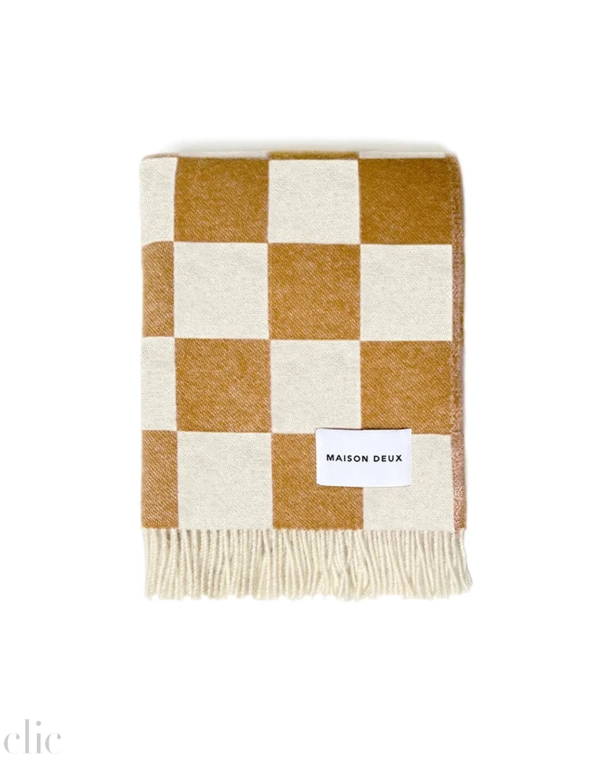 Checkerboard Blanket in Terra Borwn and White, from Maison Deux