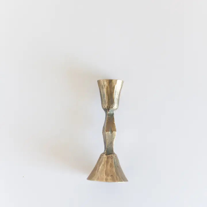Low Diamond Iron Candle Stick Holder in Brass, from Creative Women