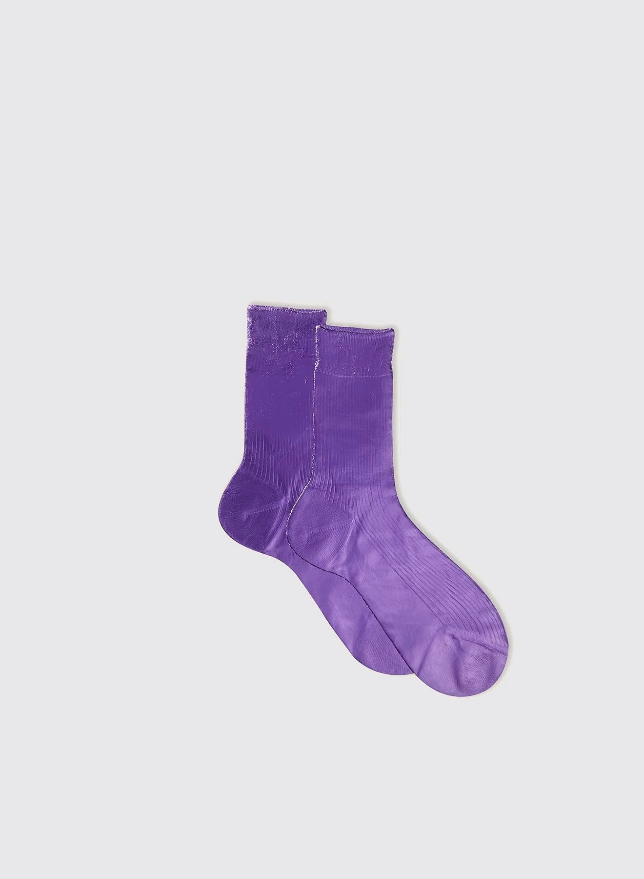 Ribbed Laminated Sock in Violet, from Maria La Rosa