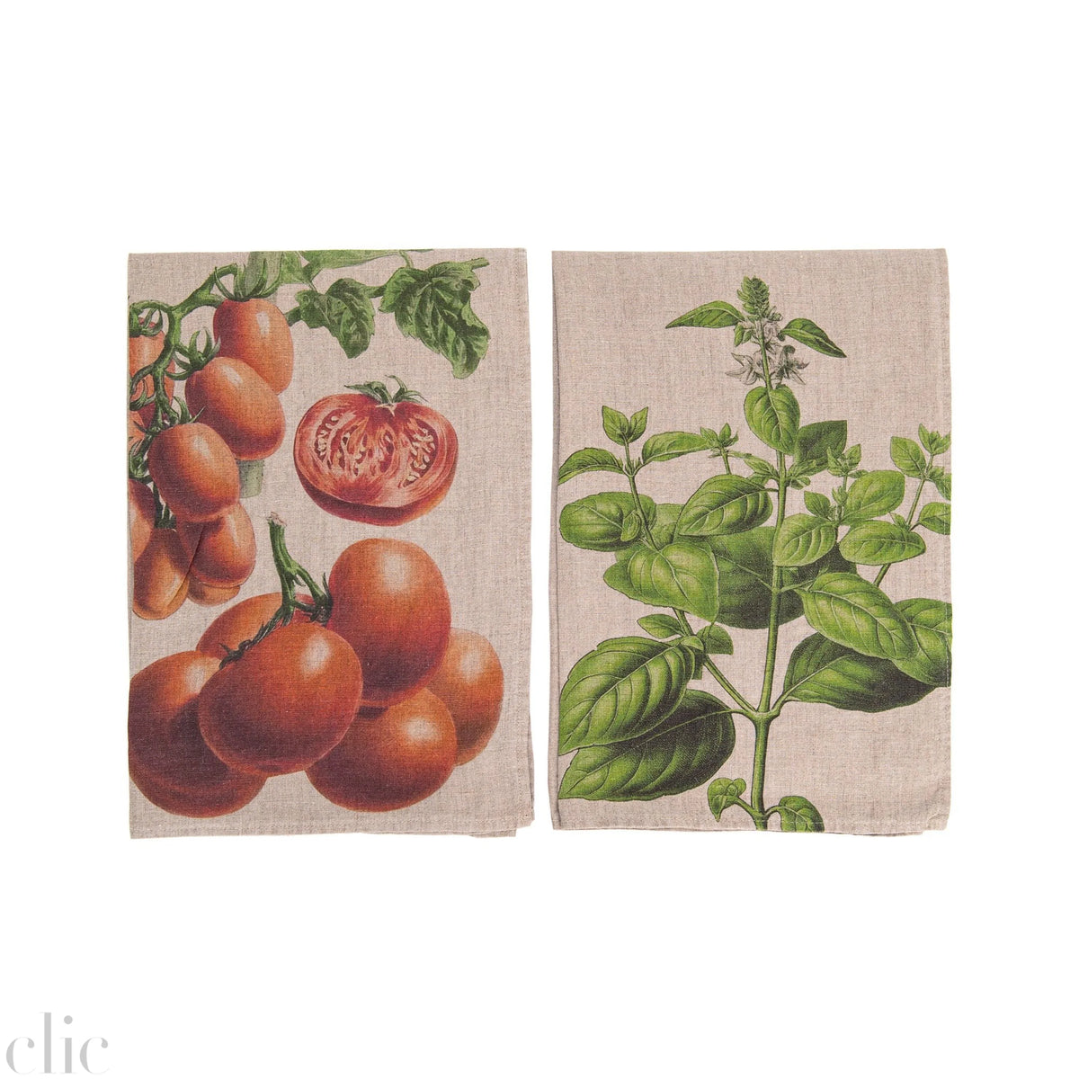 Set of 2 Tomato & Basil Kitchen Tea Towels, from Linoroom