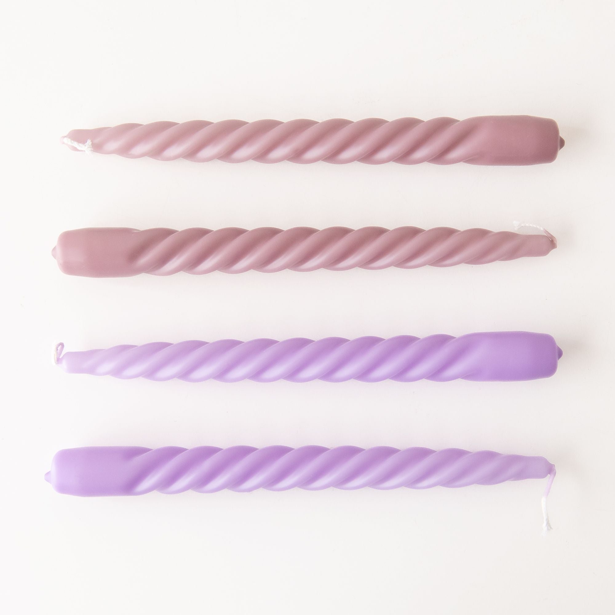 Spiral Dinner Candles in Pink and Purle, from Talking Tables