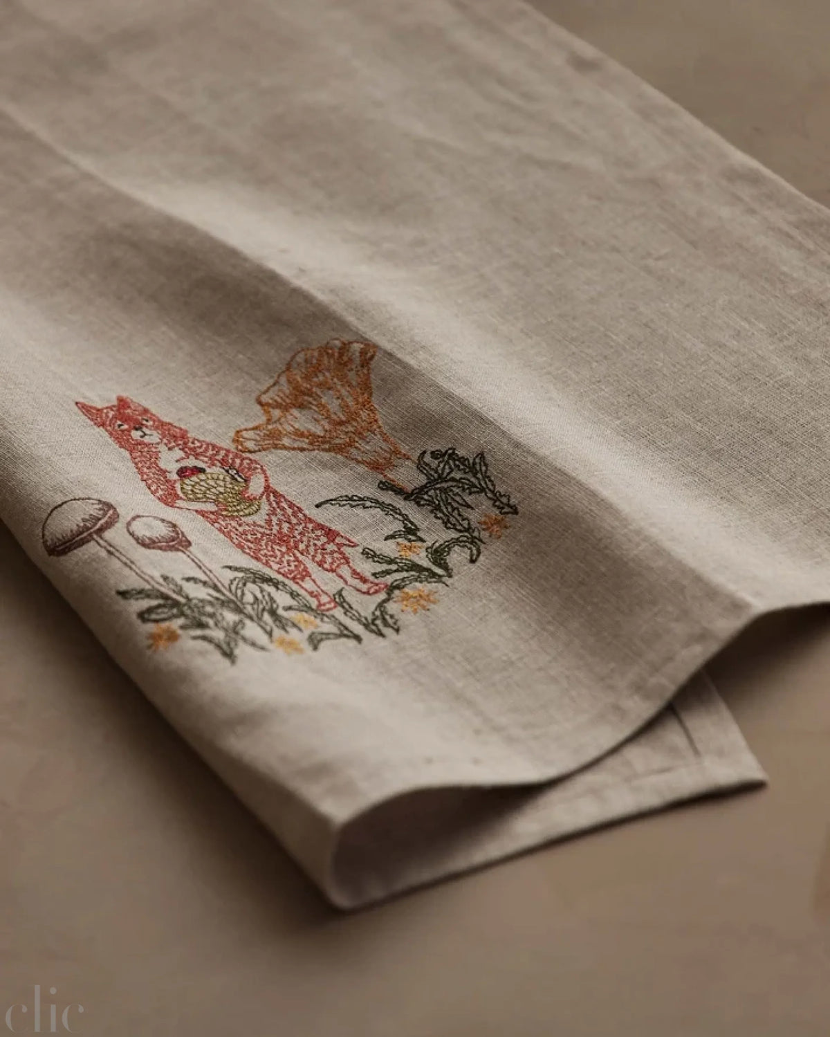 Fox with Mushrooms Tea Towel, from Coral & Tusk