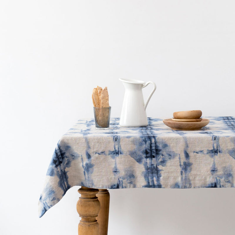 Tie Dye On Natural Linen Tablecloth, from Linen Tales