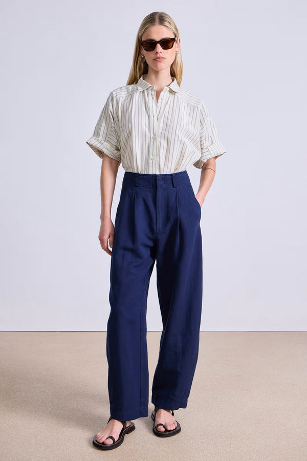 Bari Crop Trouser in Indigo, from Apiece Apart