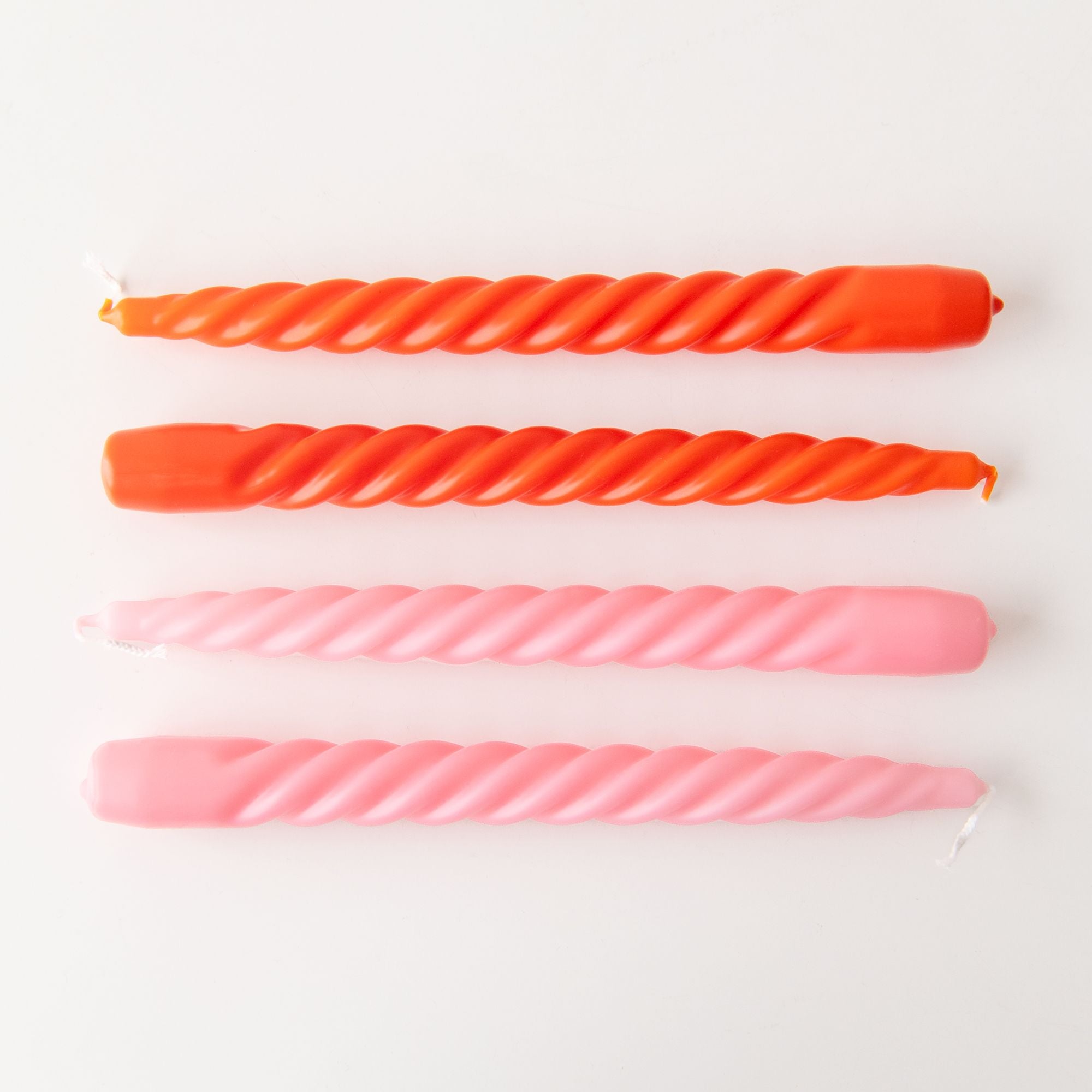 spiral Dinner Candles in Orange and Pink, from Talking Tables