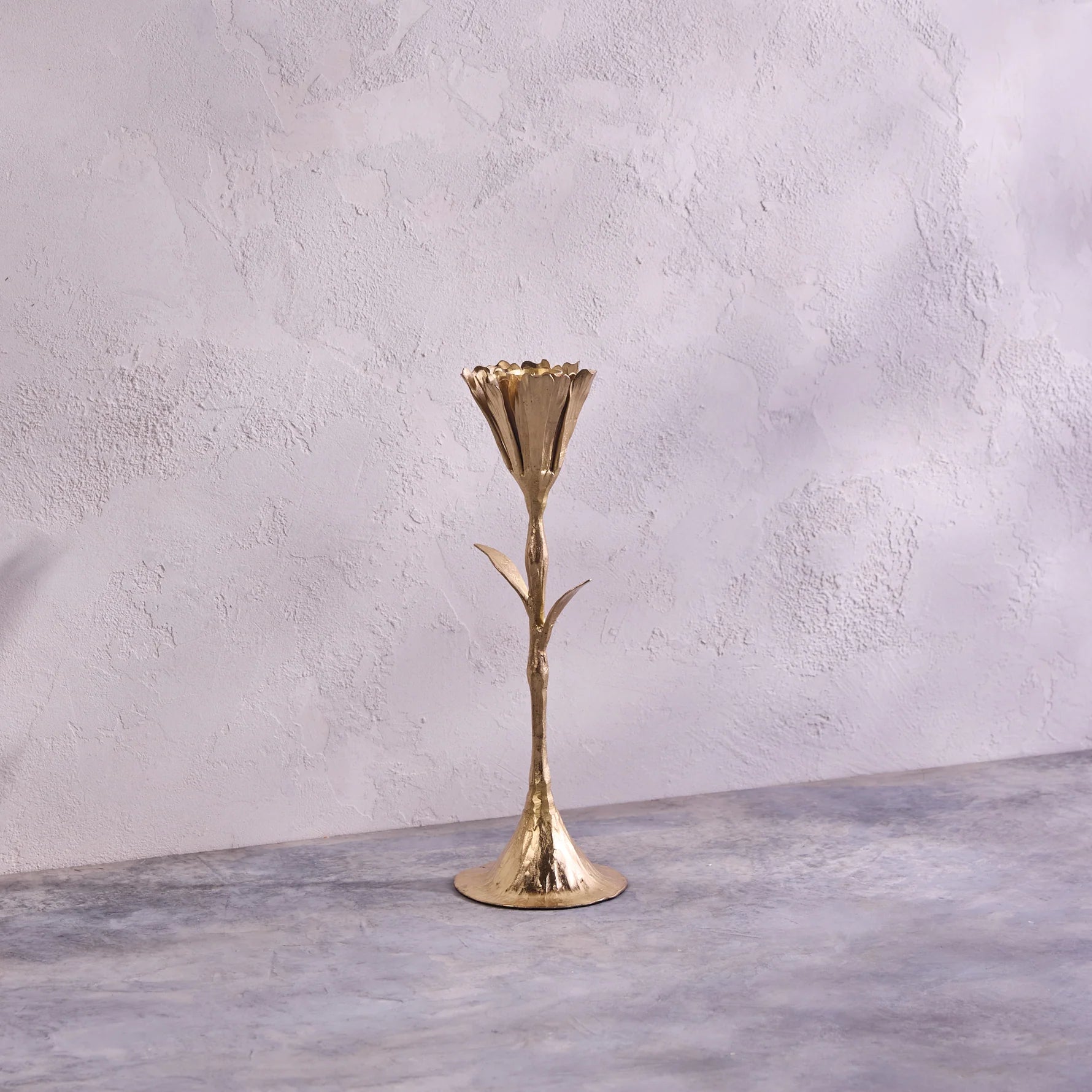 Medium Gold Floral Candleholder, from Be Home