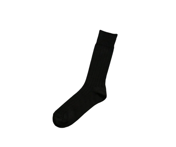 Egyptian Cotton Ribbed Socks in Black, from Knitwin