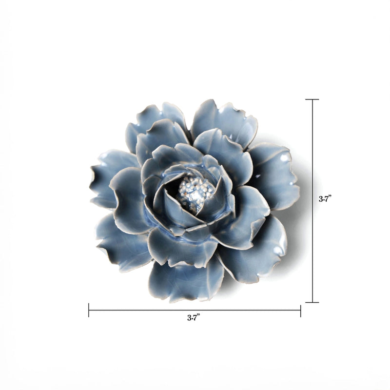 English Garden Ceramic Flower Wall Art in Blue Rose, from Chive