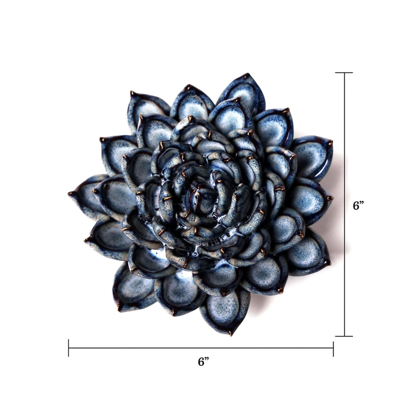 Ceramic Flower Wall Art in Succulent Blue 6, from Chive