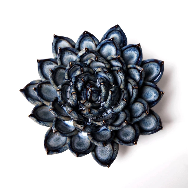 Ceramic Flower Wall Art in Succulent Blue 6, from Chive