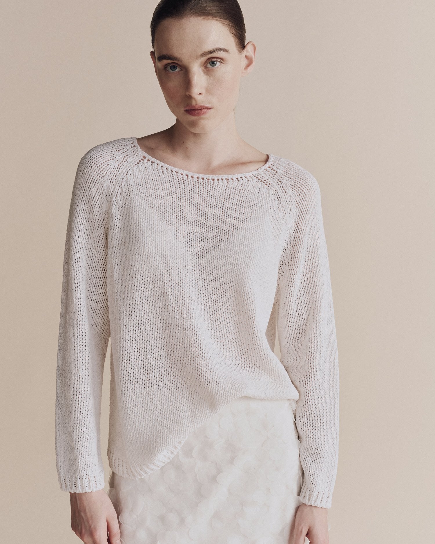 Boat Neck Sweater in White, from Mijeong Park