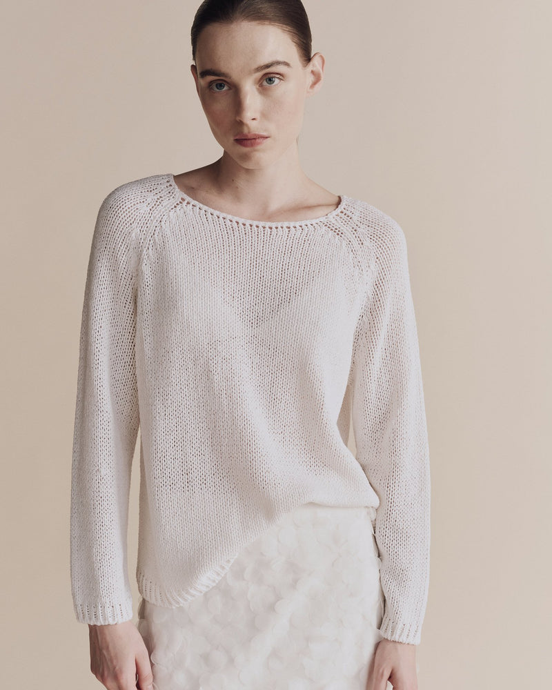 Boat Neck Sweater in White, from Mijeong Park