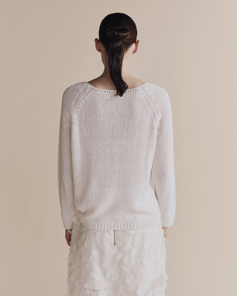 Boat Neck Sweater in White, from Mijeong Park