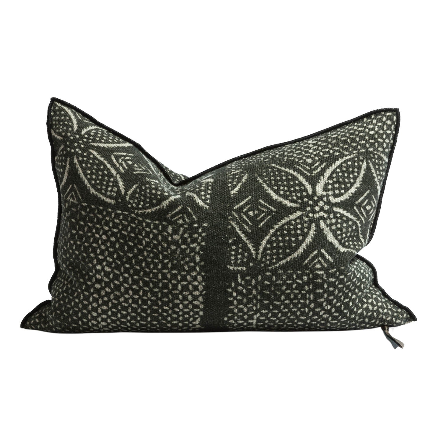 Wabi Sabi Linen Bogolan 16"x24" in Charbon, from Maison De Vacances
