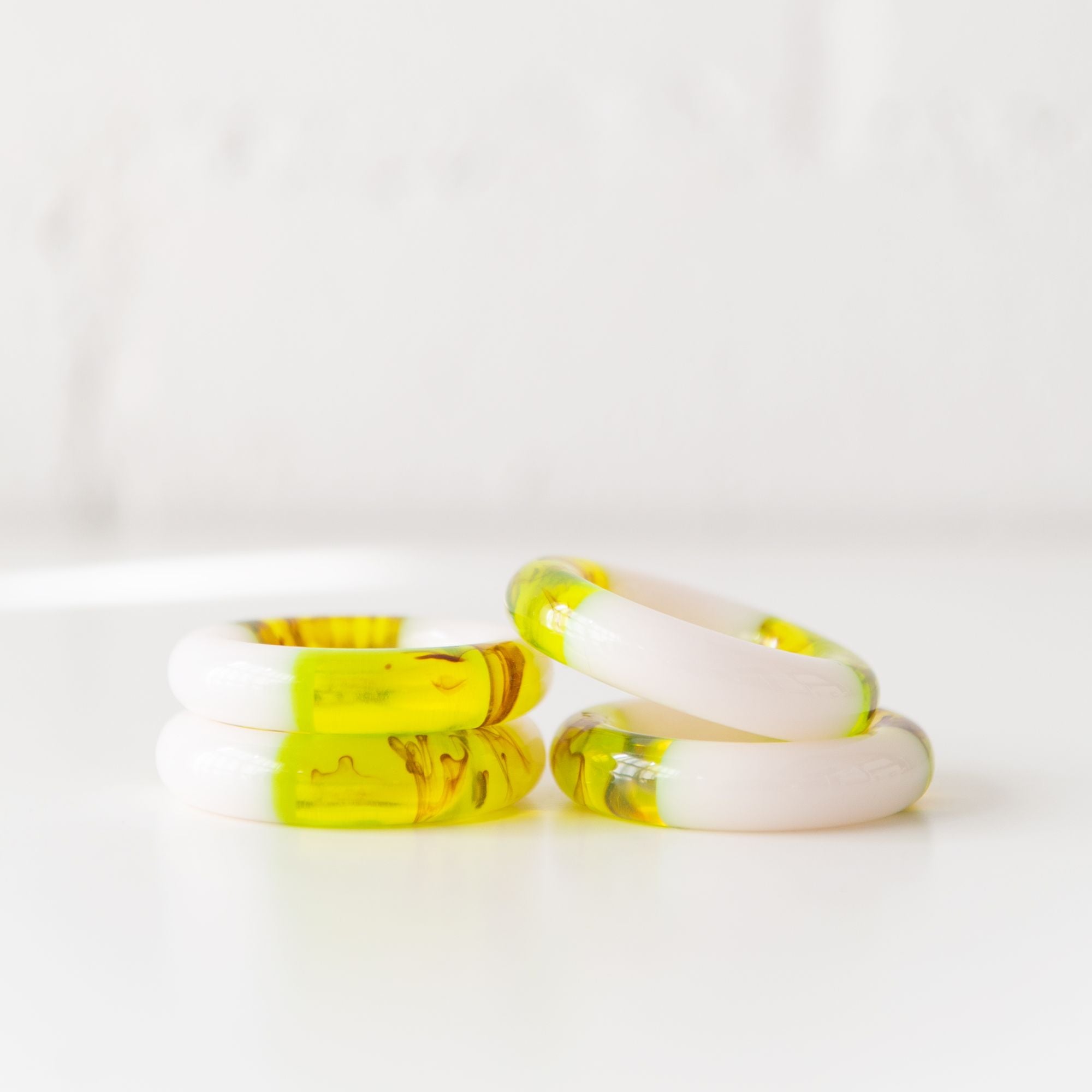 So Sweet Set of 4 Napkin Rings in Lime, from Dot and Army