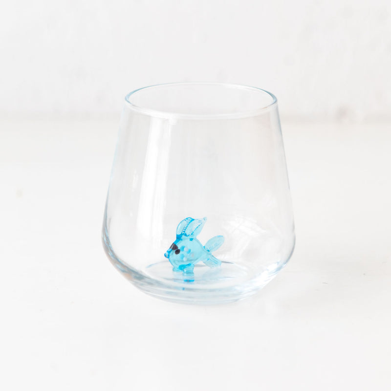 Blue Fish Drinking Glass