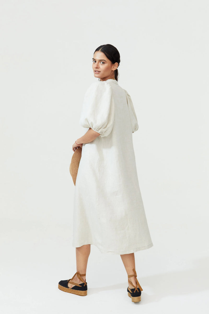 Bubble Linen Dress in Natural, from Lanhtropy