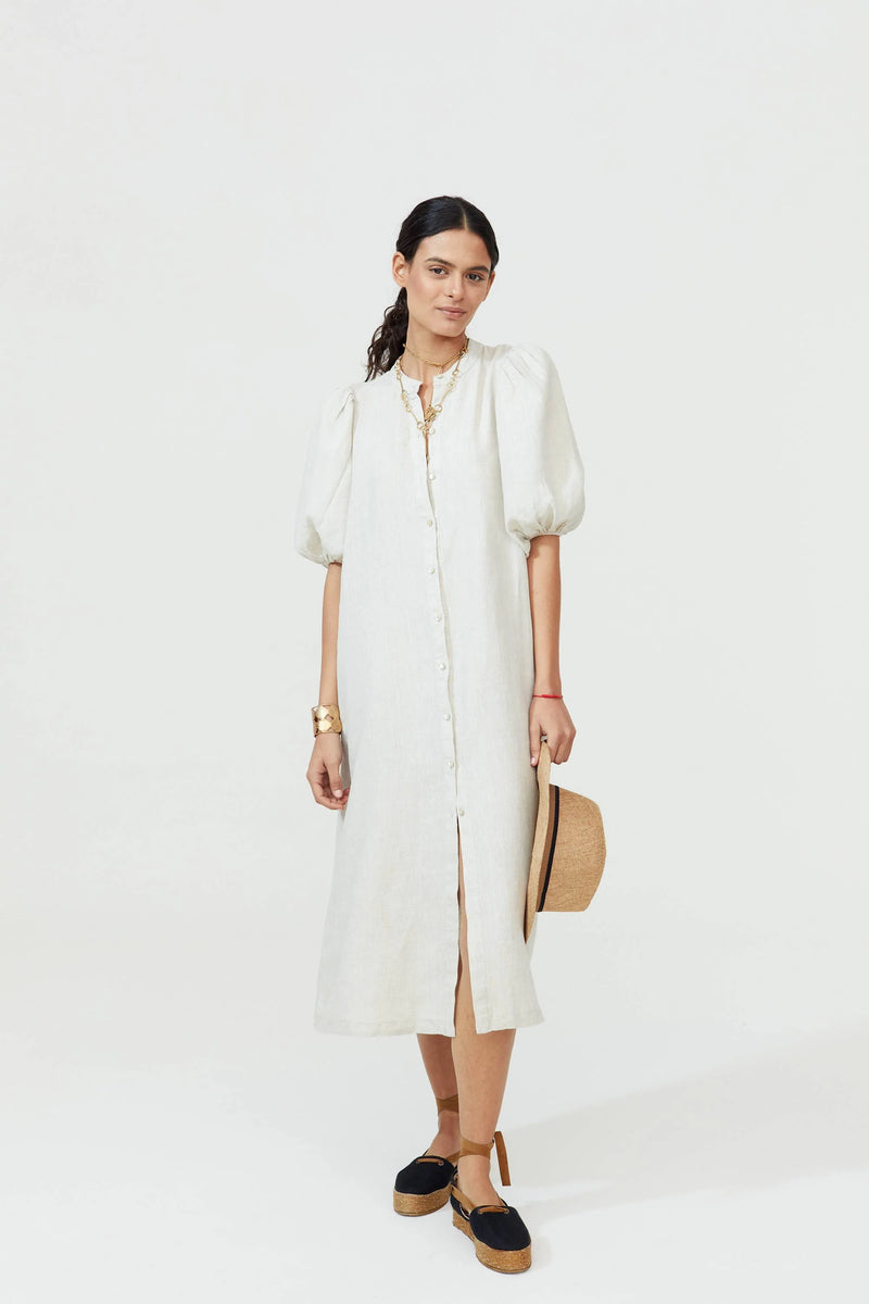 Bubble Linen Dress in Natural, from Lanhtropy