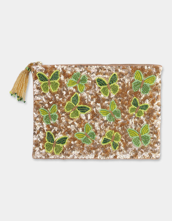 Butterfly Sequins Jewelry Bag in Garden, from Olivia Dar