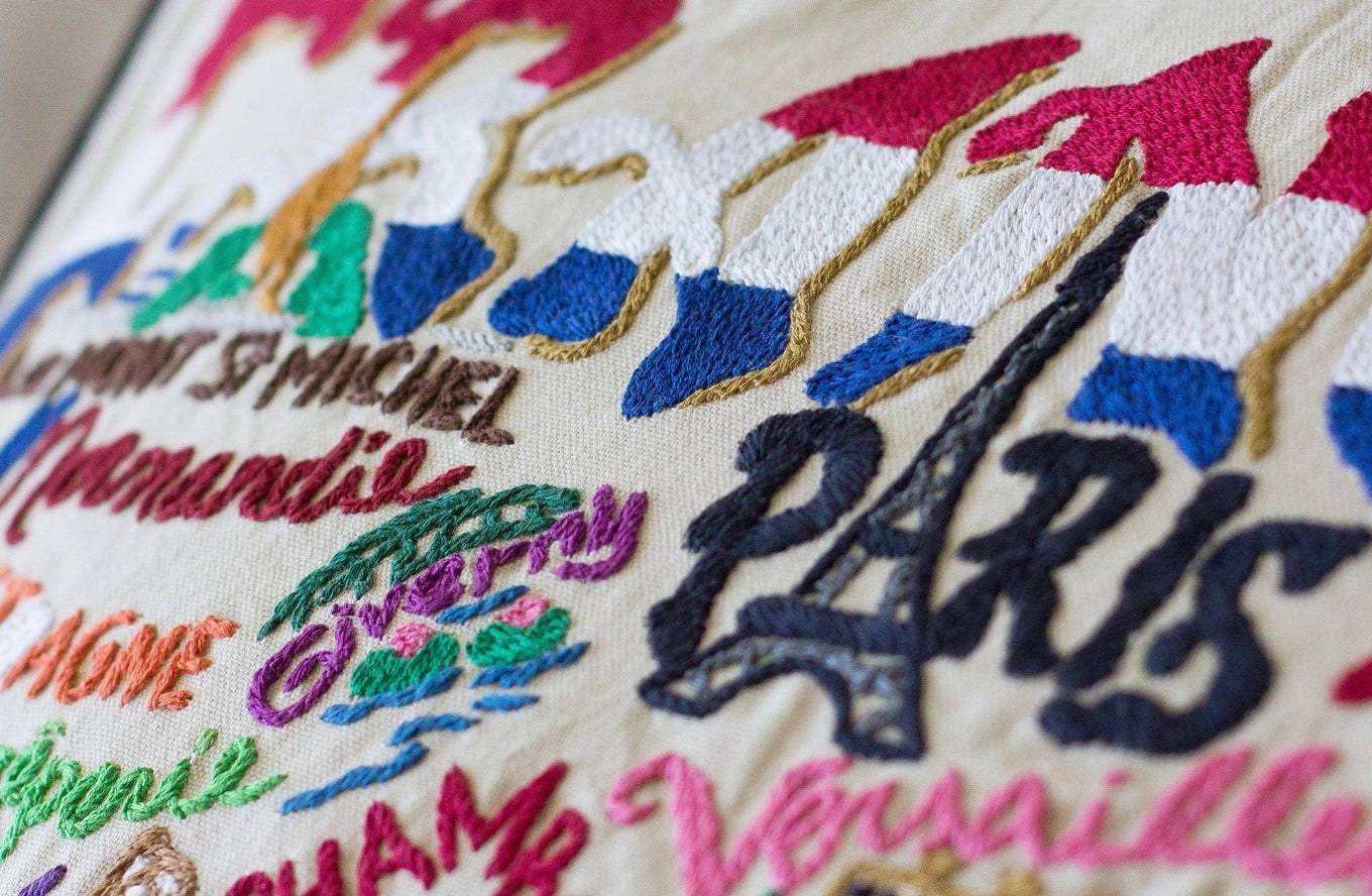 France Hand-Embroidered Pillow