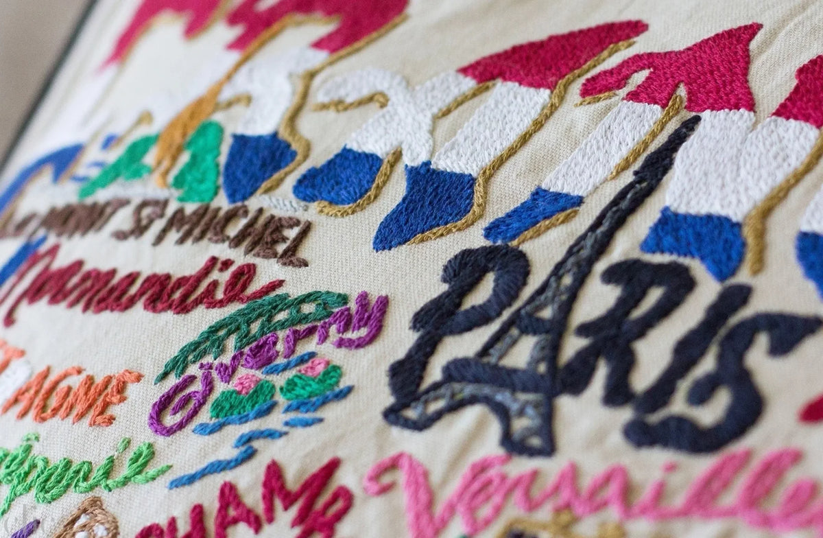 France Hand-Embroidered Pillow