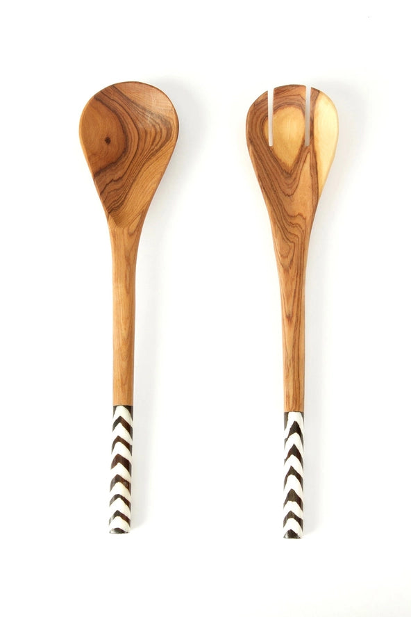 Batik Bone Olivewood Salad Server, from Swahili Aferican Modern