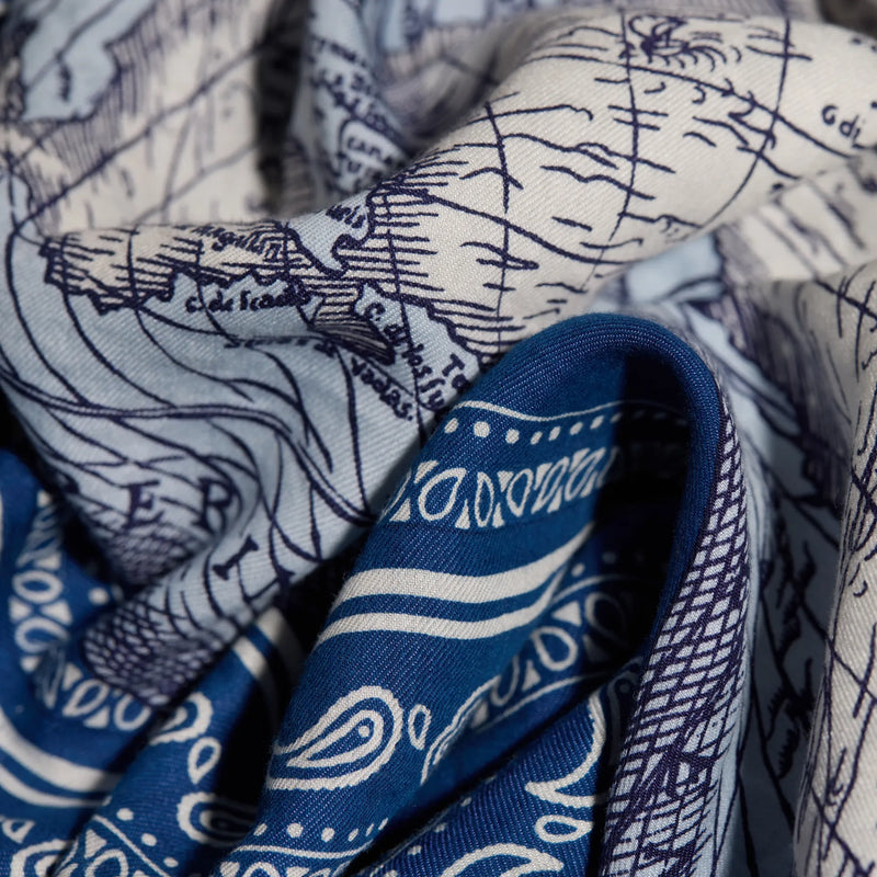 Square World Map Scarf in Navy, from Inoui Editions