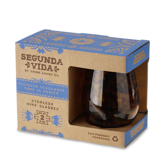 Segunda Vida Stemless Wine Glass in Tortuga, from Twine