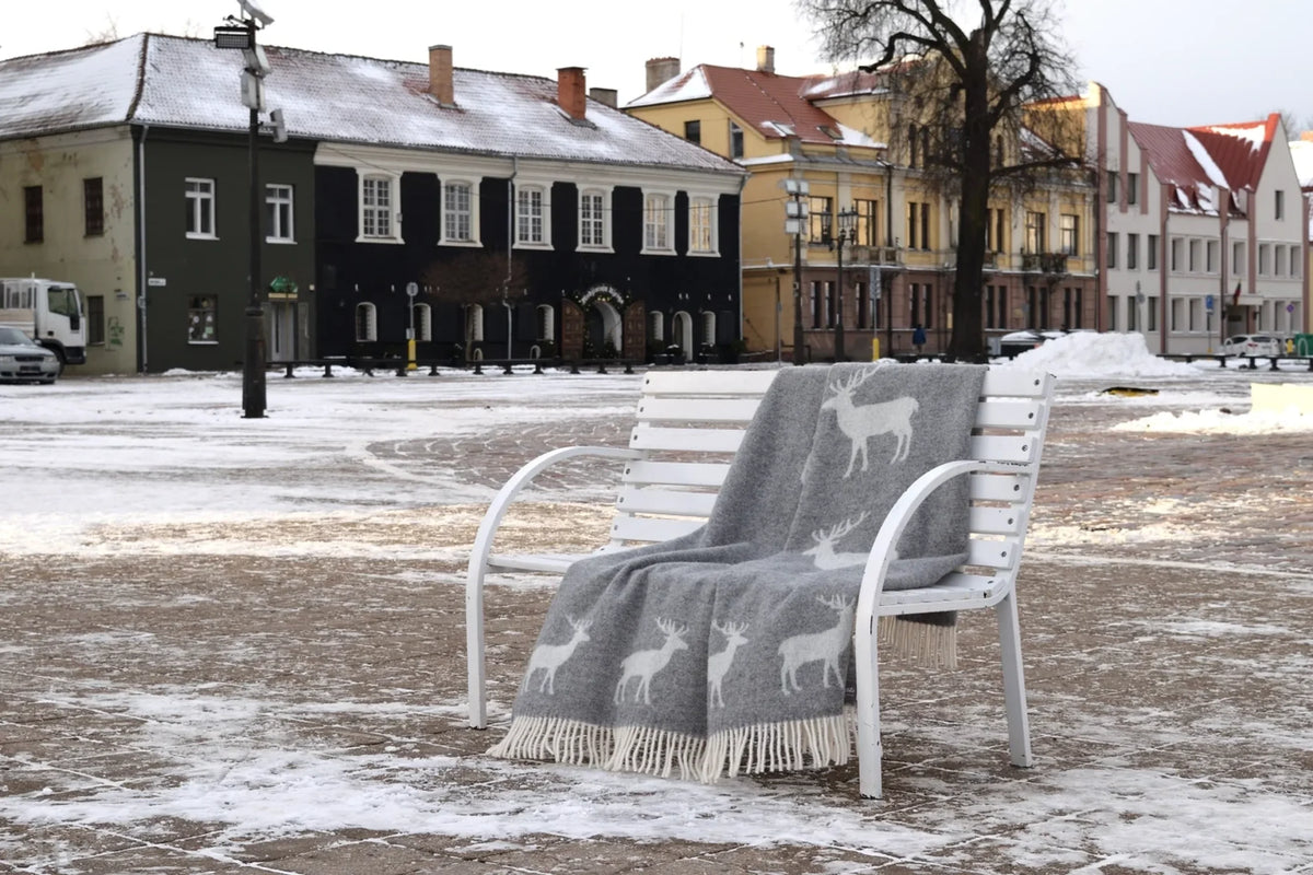 Deer Wool Throw in Grey