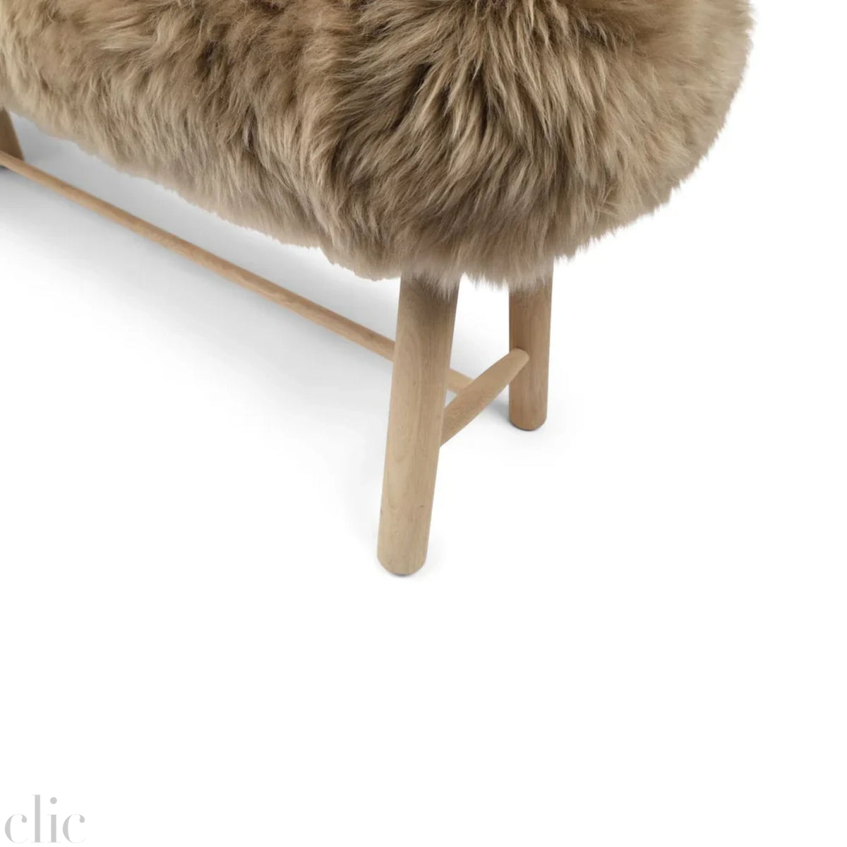 Long wool Sheepskin Bench in Taupe