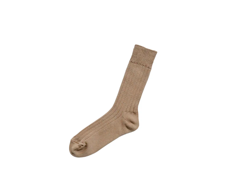 Egyptian Cotton Ribbed Socks in Cafe Au Lait, from Knitwin